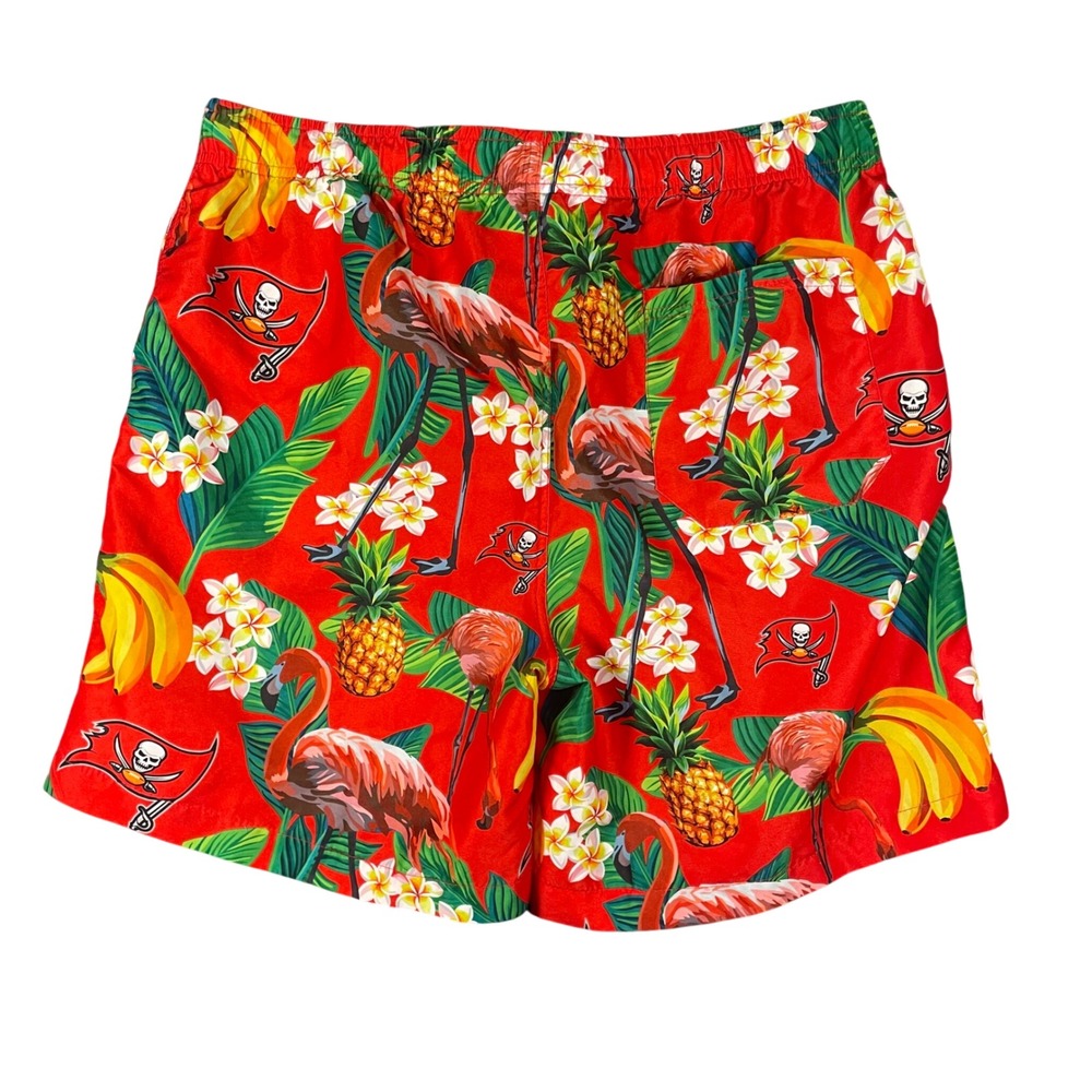NFL Tampa Bay Buccaneers Mens Tropical Flamingo Swim Trunks Red Large Floral - Picture 2 of 10